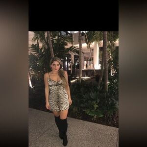 Leopard Print Mini Dress 100% Silk